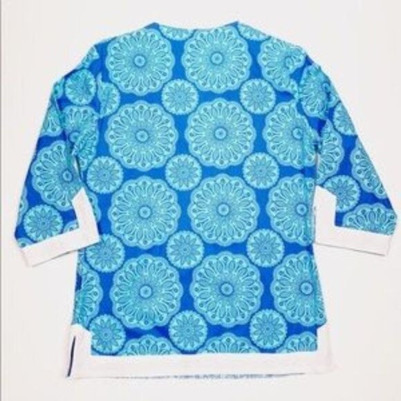 Luciano Dante Floral Rhinestone Beachy Resort Wear Tropical Tunic Size Small - Picture 3 of 12